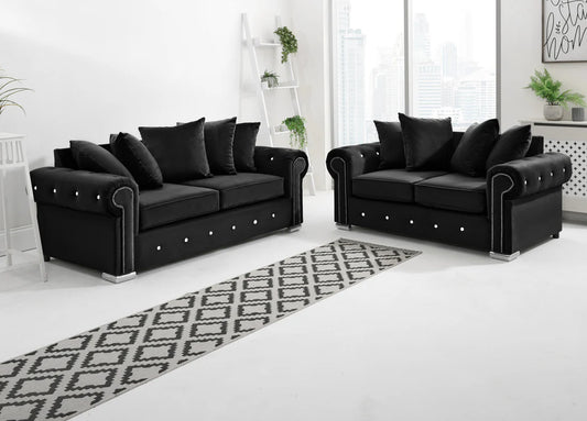 Olympia Plush Velvet Corner Sofa 3+2 Seater