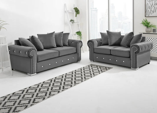 Olympia Plush Velvet Corner Sofa 3+2 Seater
